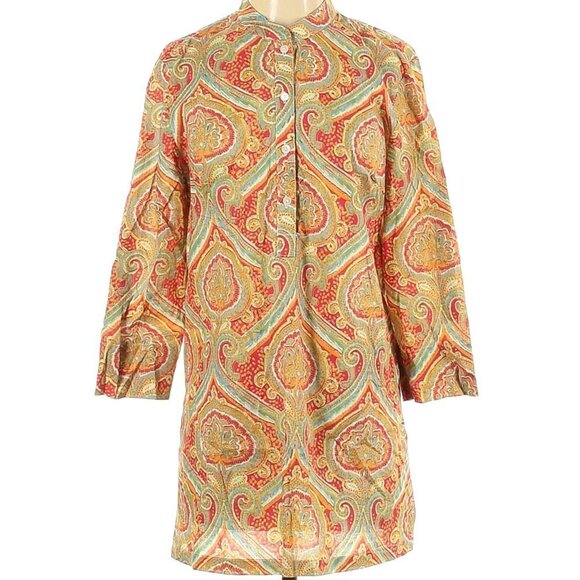 J. McLaughlin Top Sandy Tunic Top in Confetti Paisley Cotton Roll-Up Sleeves - Picture 12 of 12